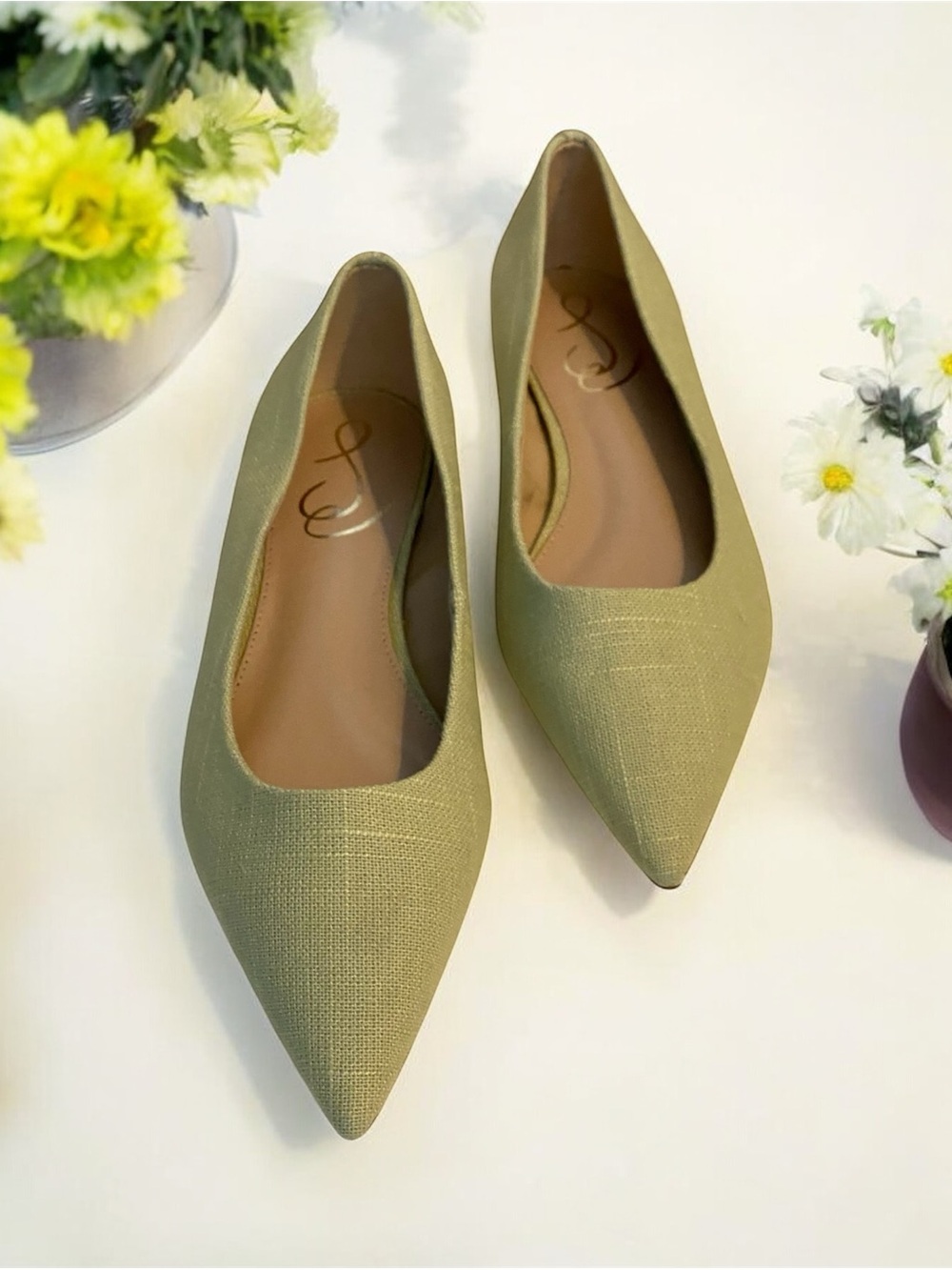 🌸 SAM EDELMAN Pointed Toe Light Olive Green Women’s Flats
